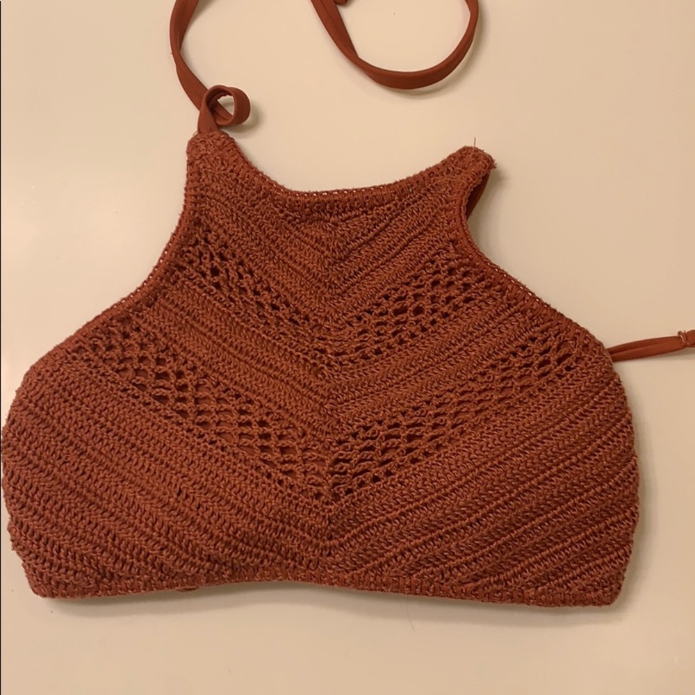 boho halter crochet bikini top